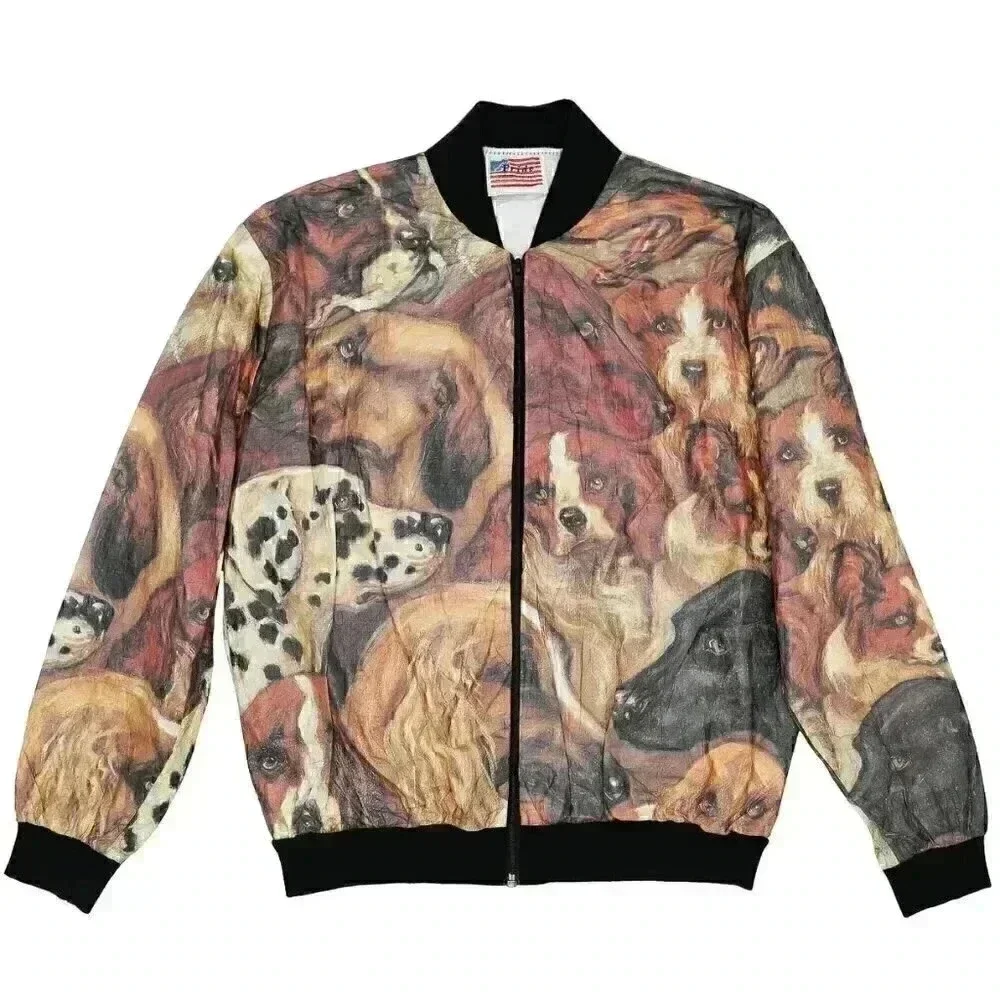 Dead Stock Show Dog Windbreaker Small Sporty Windbreaker Jacket‎ Animal Print